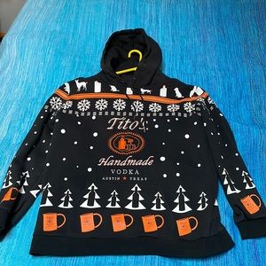 Mens XL Tito’s Handmade Vodka embroidered hoodie. Black/Orange/White
